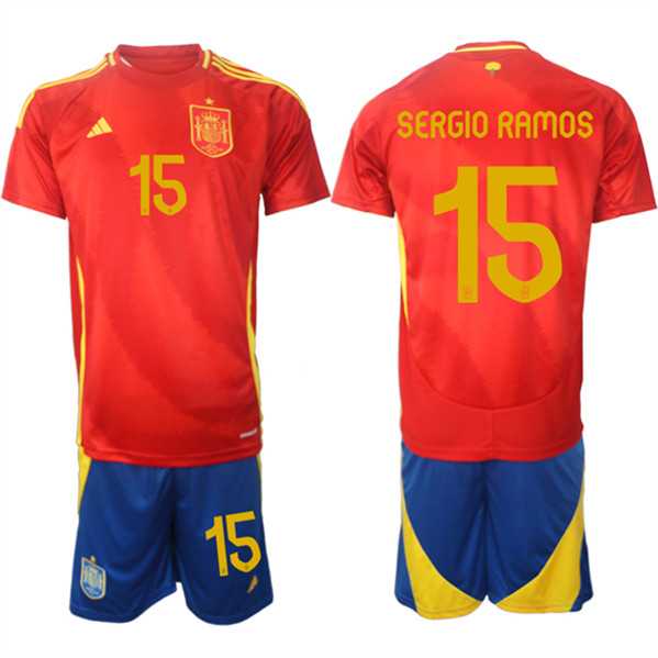 Men's Spain Team #15 Sergio Ramos 2024-25 Red Home Soccer Jersey Suit,We sell and wholesale Men's Spain Team #15 Sergio Ramos 2024-25 Red Home Soccer Jersey Suit on line form chian!